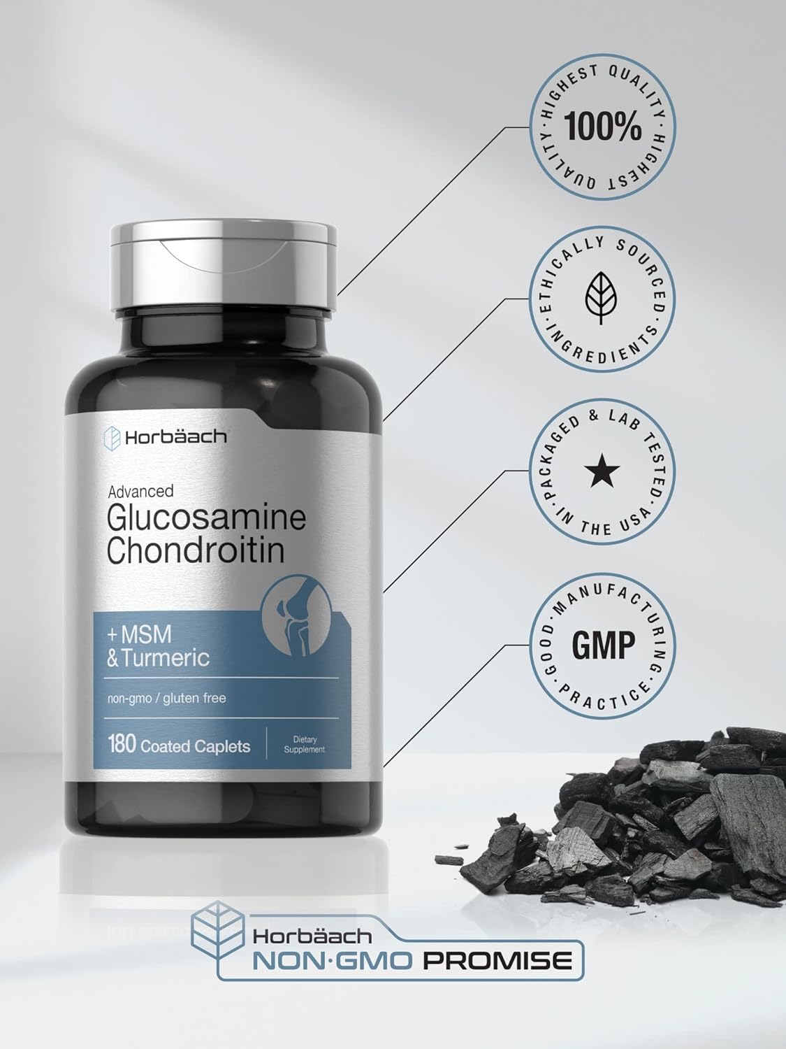 Horbäach Glucosamina Condroitina MSM con Cúrcuma - 180 Comprimidos