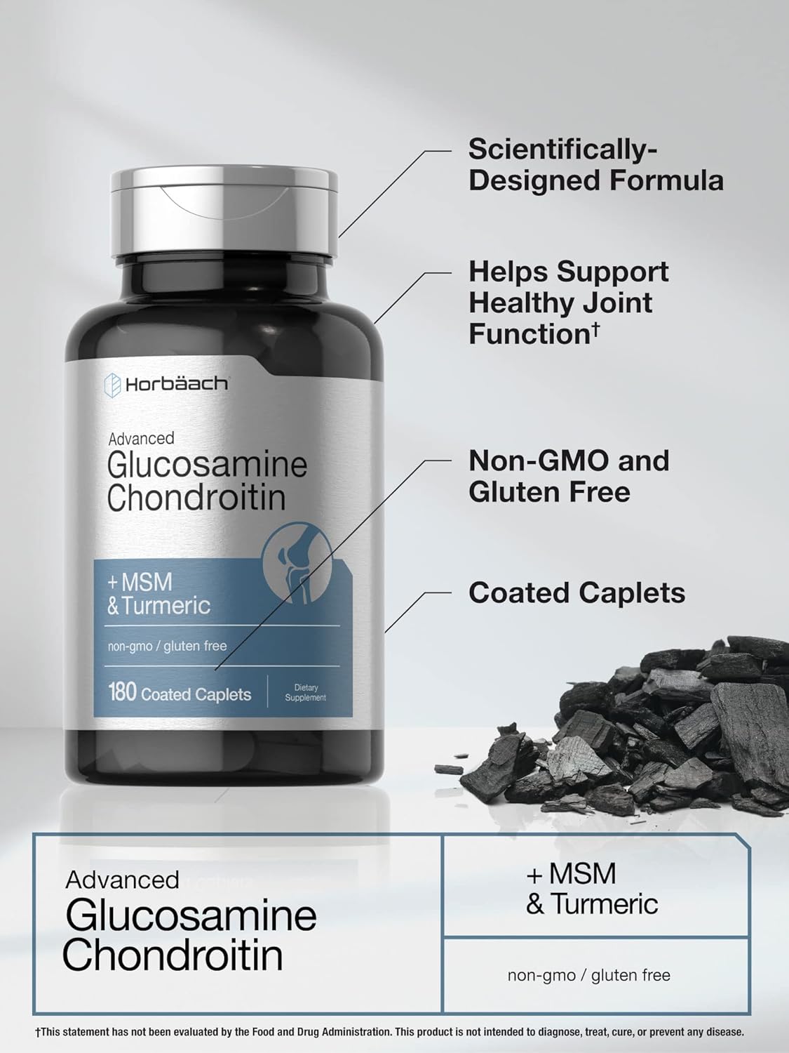 Horbäach Glucosamina Condroitina MSM con Cúrcuma - 180 Comprimidos