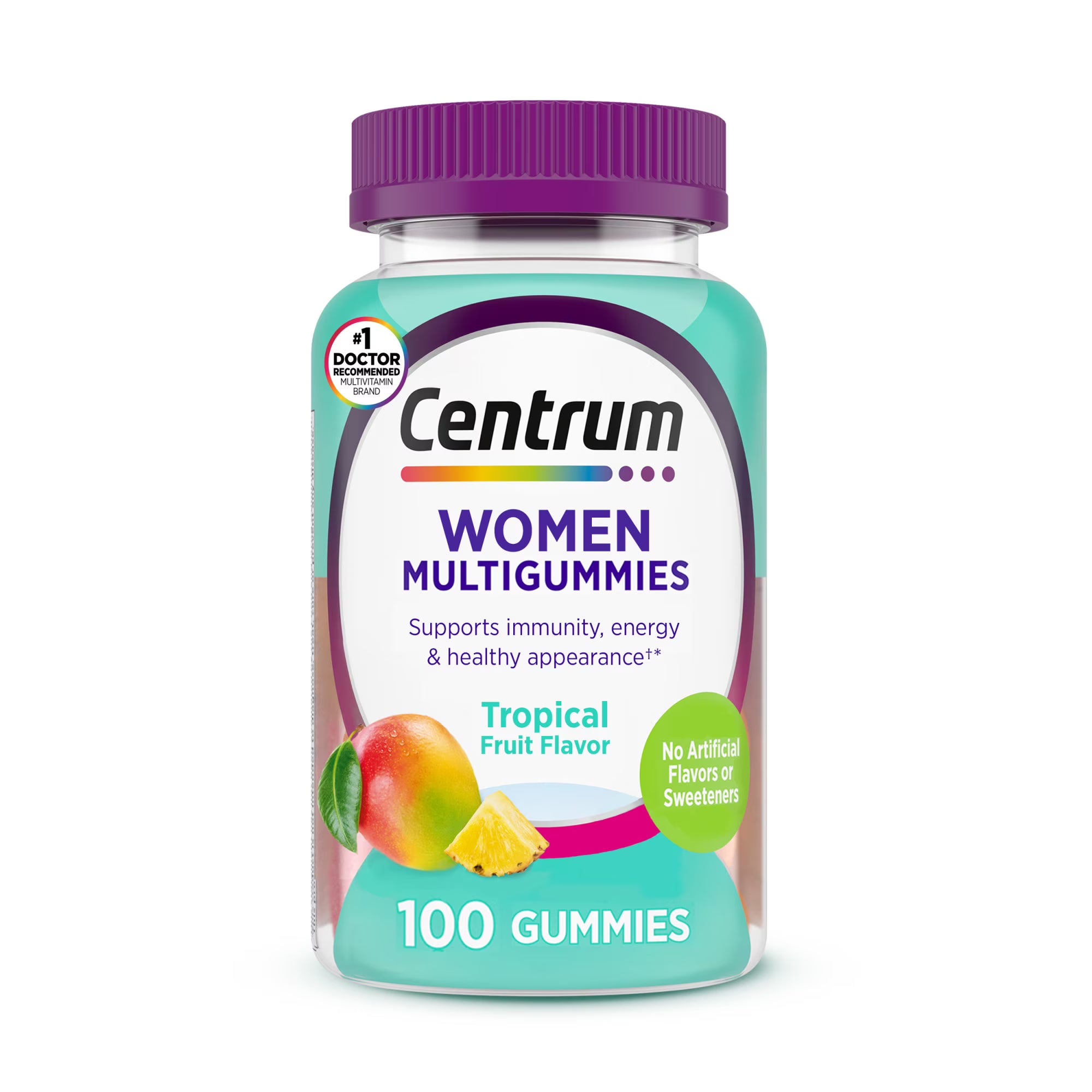 Centrum Gomitas Multivitamínicas para Mujeres - Sabor Frutas Tropicales - 100 Unidades