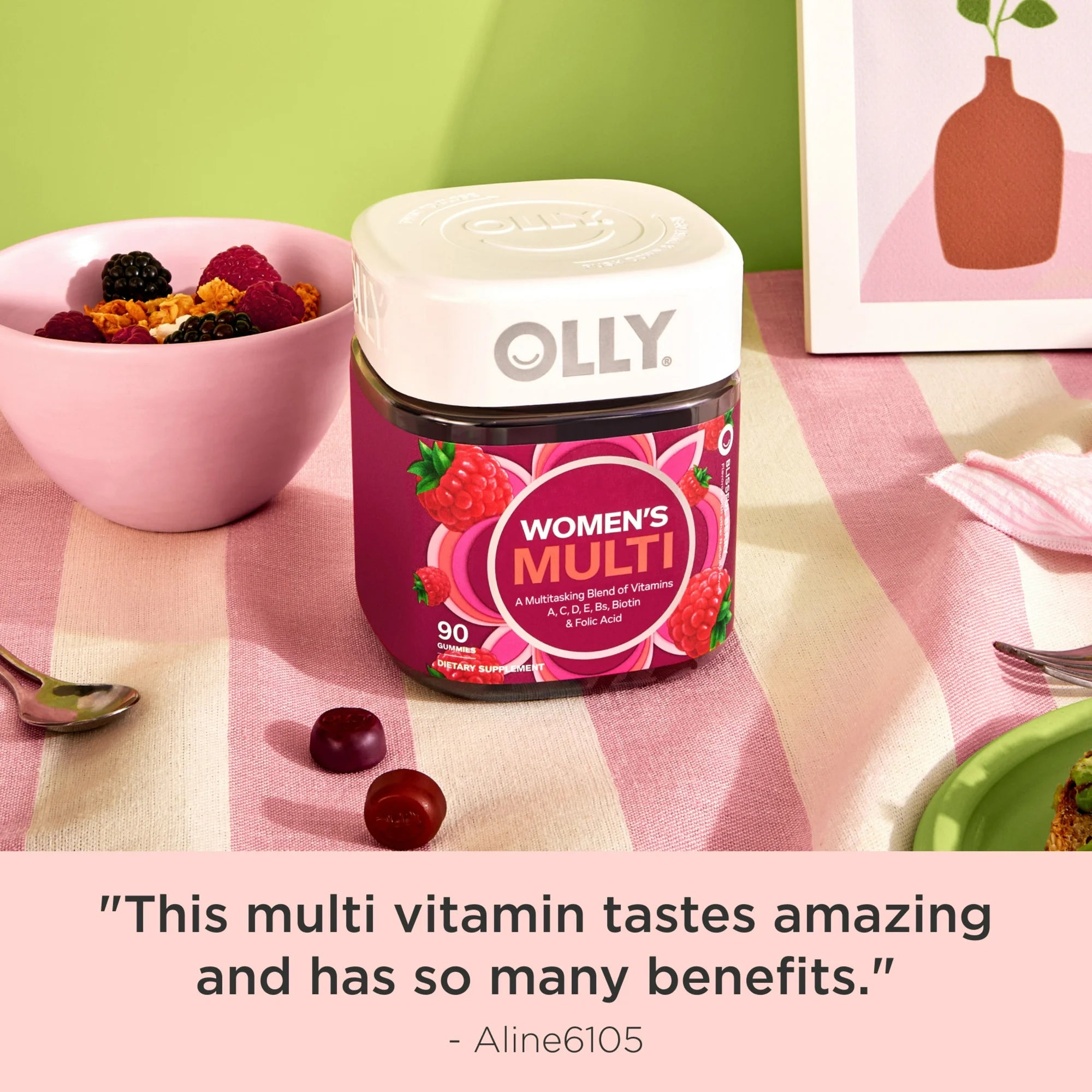 OLLY Gomitas Multivitamínicas para Mujer, Vitamina a, D, C, E, Biotina, Ácido Fólico, Sabor a Bayas, 90 Uds - OLLY Store