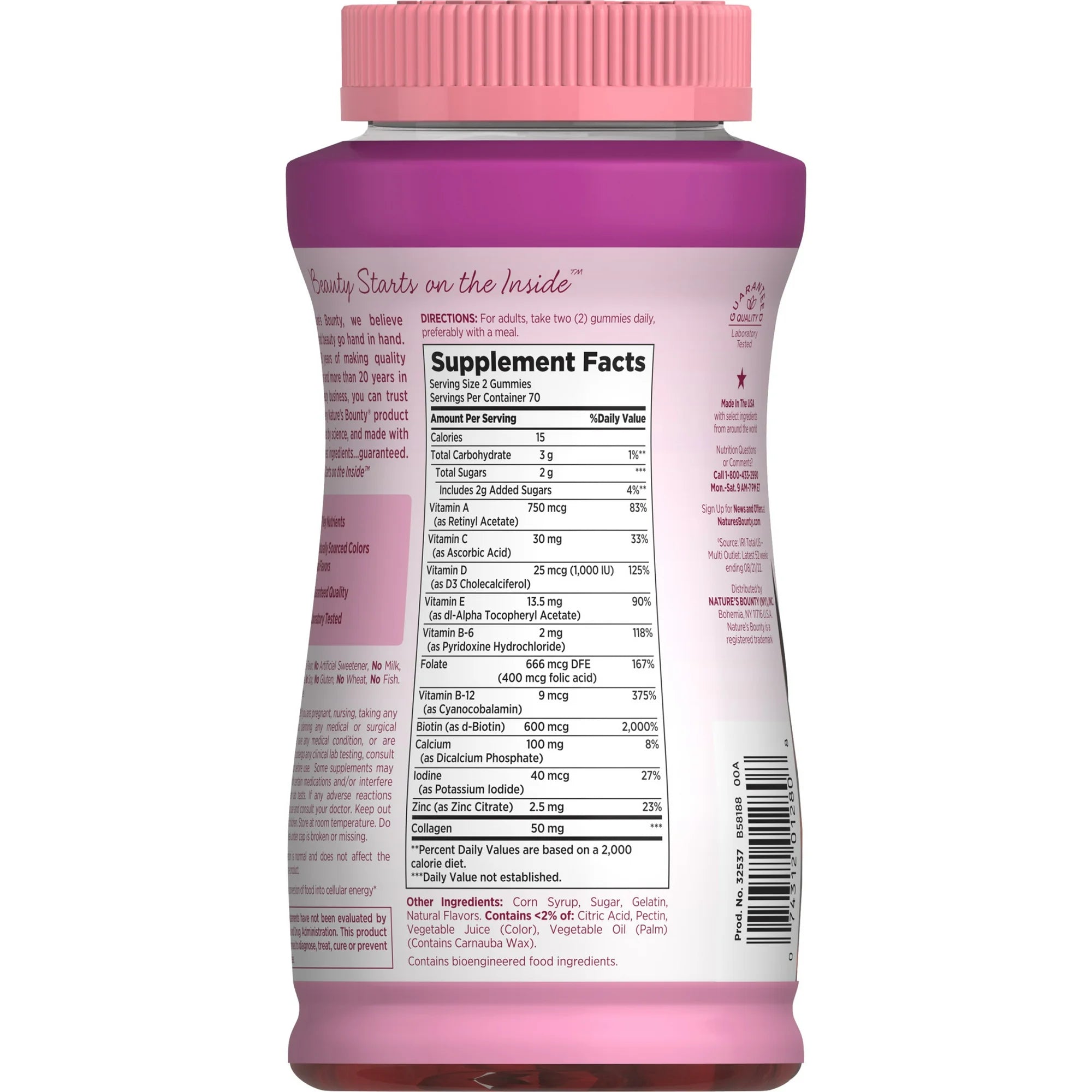 Nature's Bounty Optimal Solution Gomitas Multivitamínicas para Mujeres, 50 mg de Colágeno, Energía Celular, Soporte Inmunológico y Óseo, Sabor a Bayas y Frambuesa, 140 Unidades